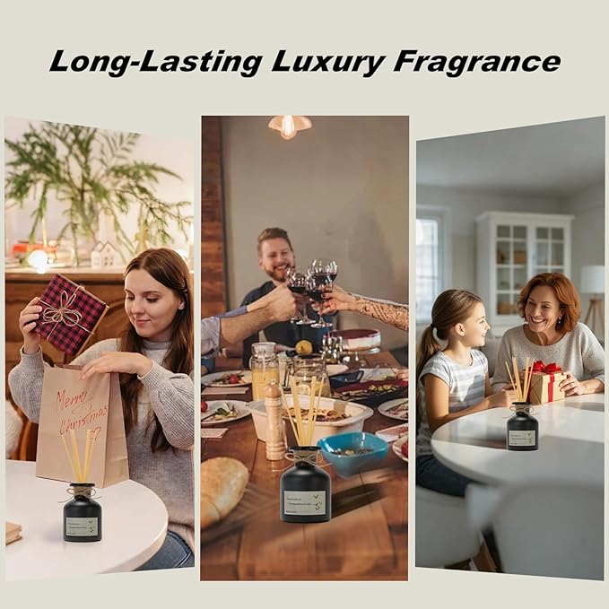 Reed Diffuser Essential Oil Set -Verbena Fragrance Air Freshener (4.4 Fl Oz) for Home, Bathroom, Bedroom, Office Decor