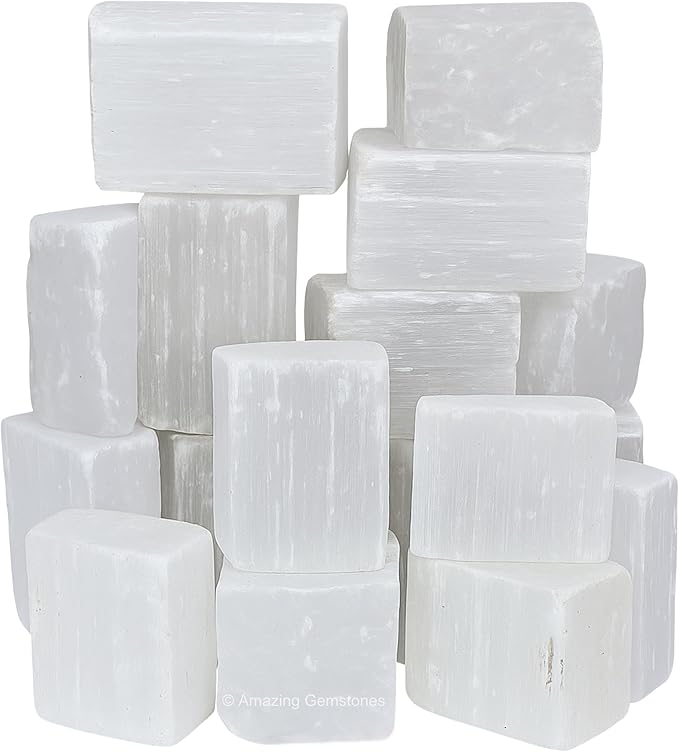 Amazing Gemstone 2 Pieces Selenite Raw Crystals and Healing Stones, Natural Rocks for Tumbling and DIY Raw Stones and Crystals