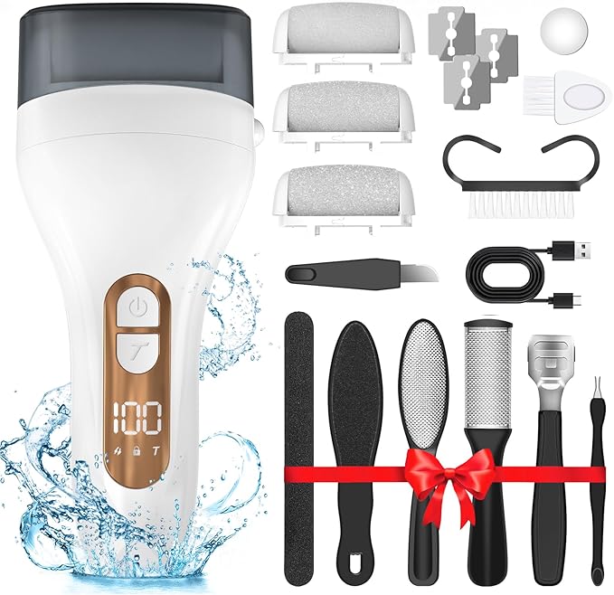 Electric Callus Remover for Feet,Rechargeable Electronic Foot File Pedicure Tools,Professional Waterproof Foot Scrubber File,Portable Pedi Feet Care for Cracked Heels &Dead Skin with LCD Display