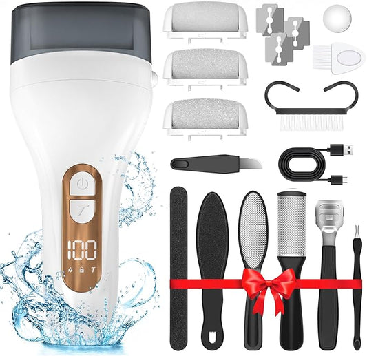 Electric Callus Remover for Feet,Rechargeable Electronic Foot File Pedicure Tools,Professional Waterproof Foot Scrubber File,Portable Pedi Feet Care for Cracked Heels &Dead Skin with LCD Display