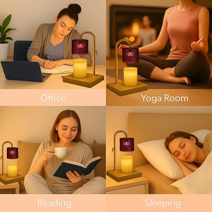 Purple Candle Warmer Lamp with Timer & Dimmer, Adjustable Height Flameless Wax Melt Warmer for Jar Candles, Birthday Gifts for Mom Women Men Friend Sister, House Warming Gift New Home Decor（Purple）
