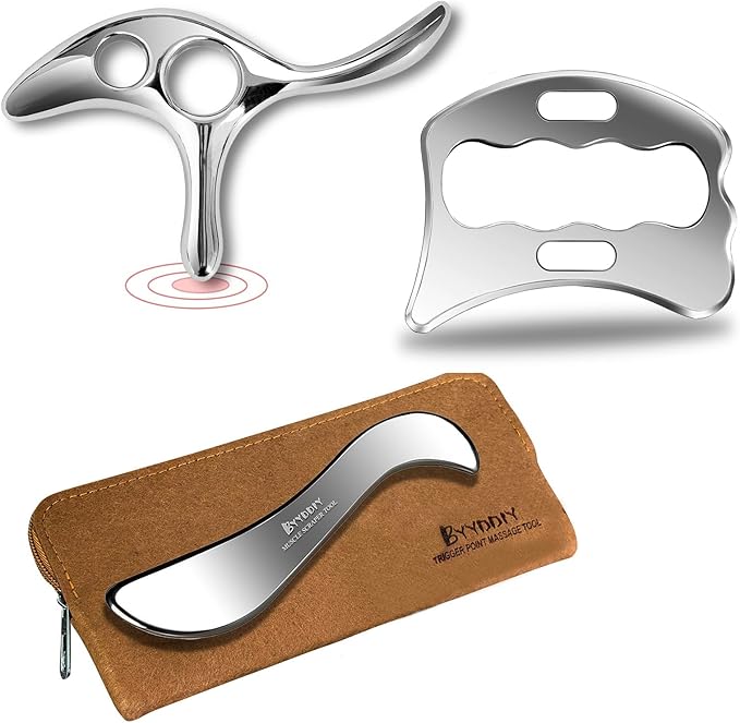 BYYDDIY 3 in 1 Stainless Steel Muscle Scraper Tools Set (TSD)