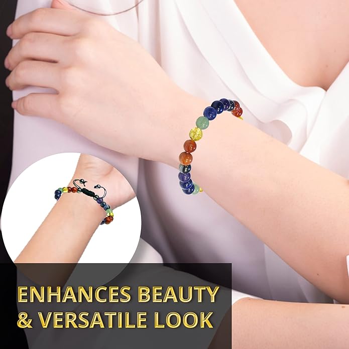 Energy Protection Crystal Handmade Adjustable Bead Bracelet Perfect for Men, Women’s Gift - Gemstone Healing Stretch Bracelet Pulsera Para Hombre Mujer Stocking Stuffer