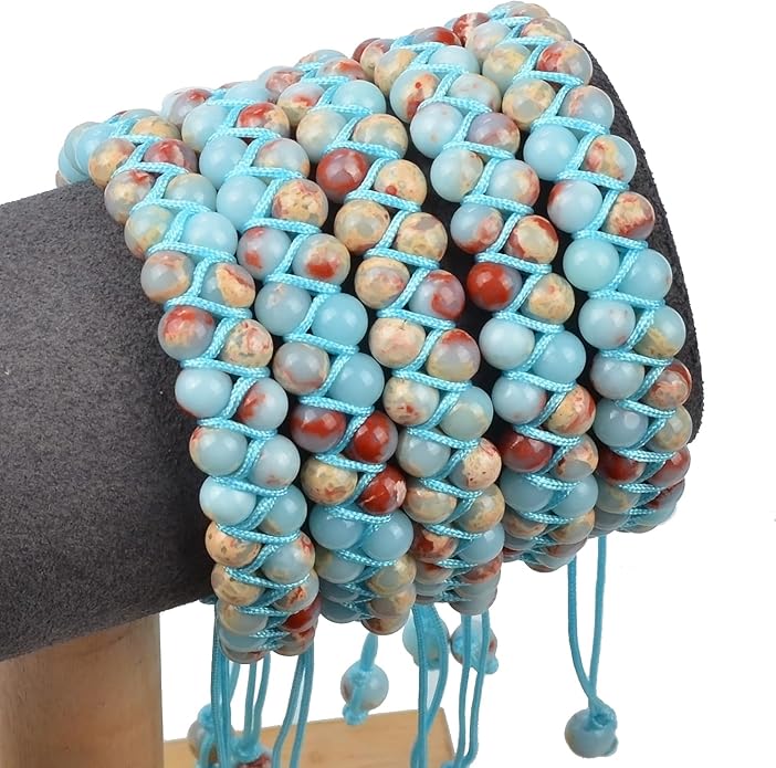 MASSIVE BEADS Double Layer Natural Chakra Healing Power Crystals Macrame Bracelet Yoga Stone Beads Gemstone Meditation Relax Anxiety Bangle for Unisex Women Men