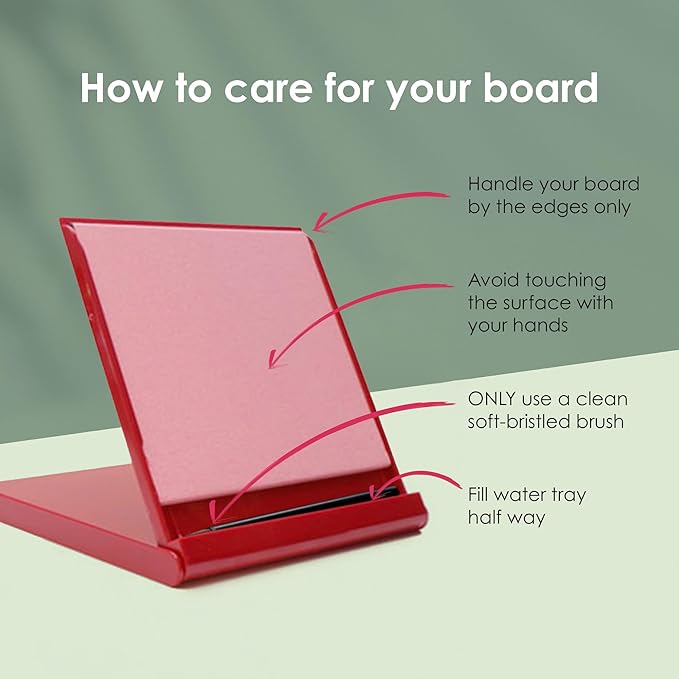 Mini Buddha Board Art Set: Water Drawing Writing Board w/ Mini Water Brush for Mindfulness & Meditation – Zen Based Drawing Board - Painting & Art Supplies – Ideal Relaxation Gifts (5” x 5”, Red)