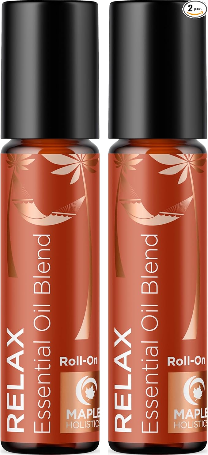 Relaxing Essential Oil Roll On - Aromatherapy Essential Oil Roller with Calming Essential Oils - Relaxing Essential Oil Blend with Lavender Ylang Ylang Chamomile & Geranium for Stress Support (2 Pack)
