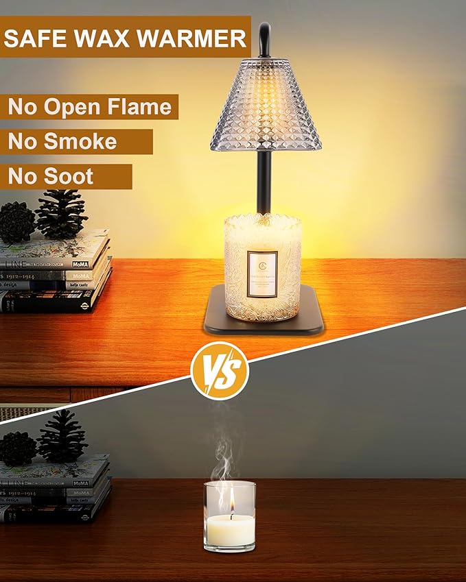 Candle Warmer Lamp with Timer Dimmer - Birthday Gifts for Women Mom House Warming Gift New Home Room Decor, Adjustable Height Wax Melt Warmer Lamp for Scented Jar Candles with 2 Bulbs