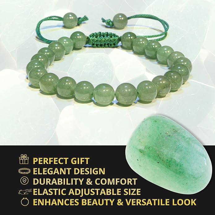 Energy Protection Crystal Handmade Adjustable Bead Bracelet Perfect for Men, Women’s Gift - Gemstone Healing Stretch Bracelet Pulsera Para Hombre Mujer Stocking Stuffer
