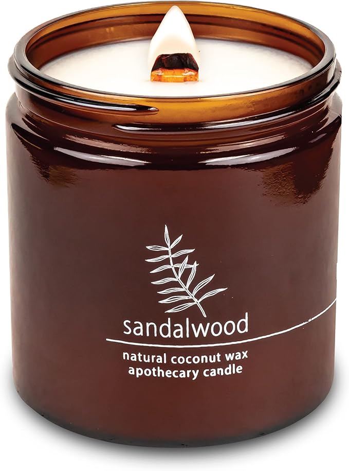 Hemlock Park Crackling Wood Wick Candle Handcrafted with Natural Coconut Wax (Large 16 oz, Sandalwood)