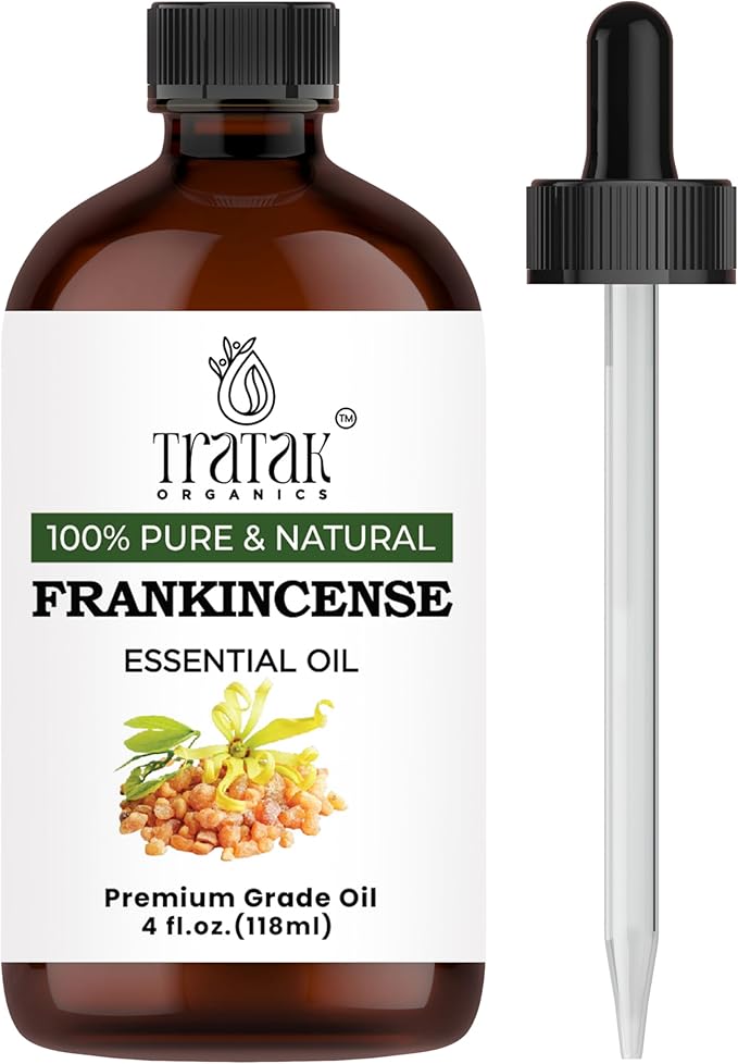 Frankincense Essential Oil 4 FL OZ – 100% Pure Oil with Glass Dropper, Therapeutic Grade for Aromatherapy, Diffuser, Skin Care & Massage, Meditation, DIY Candles & Soap Making
