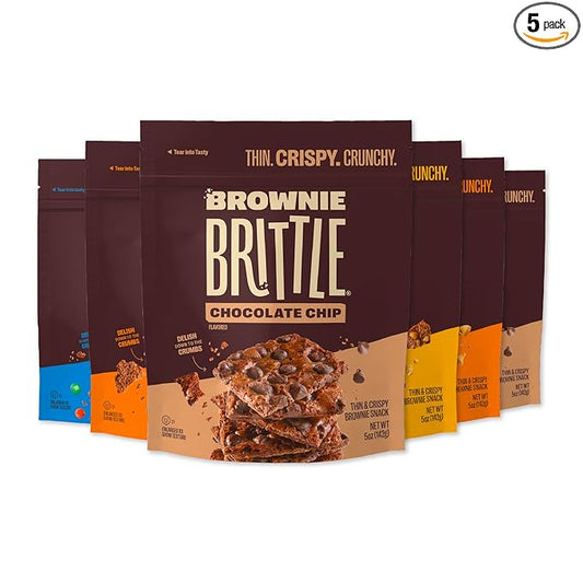 Brownie Brittle – Variety Pack Thin and Crispy Sweet Snacks (Pack of 6, 5 oz), Rich Gourmet Brownie Bites Dessert