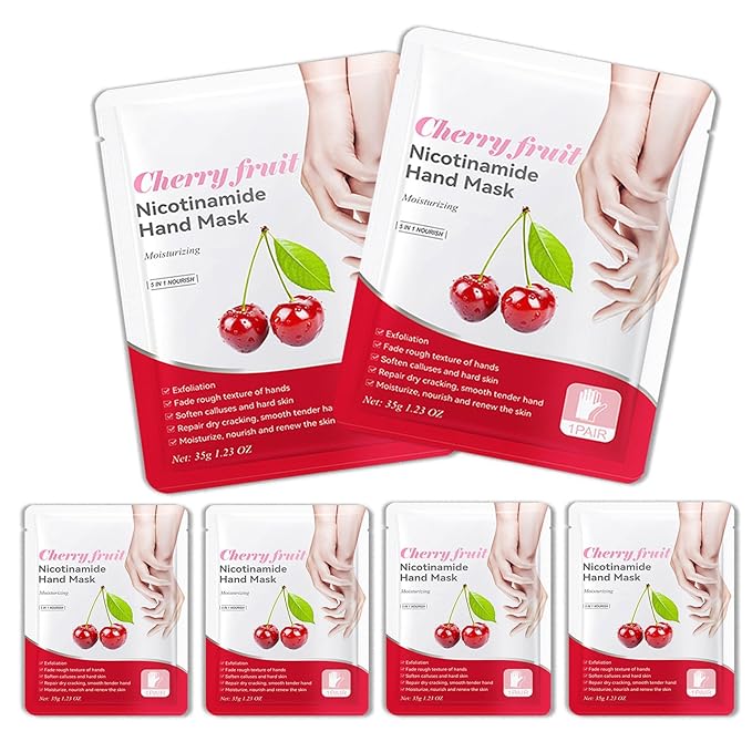 Hand Masks, 6 Pairs Hydrating Exfoliating Hand Peeling Mask, Smooth Hand Masks Moisturizing Gloves Overnight for Dry, Rough, Cracked Hands, Hand Skin Moisturizer Glove for Women Men（C