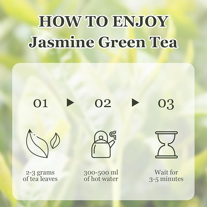 HANFANGLING Jasmine Green Tea - Premium Loose Leaf Tea with Natural Jasmine Flowers, 100% Natural, Aromatic & Refreshing, 1.76oz