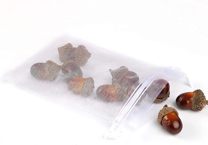 ANZNKU 100PCS Premium White Organza Bags 5x7 inches Mesh Bags Drawstring, Small Gift Pouches for Wedding Festival Makeup Party Favor