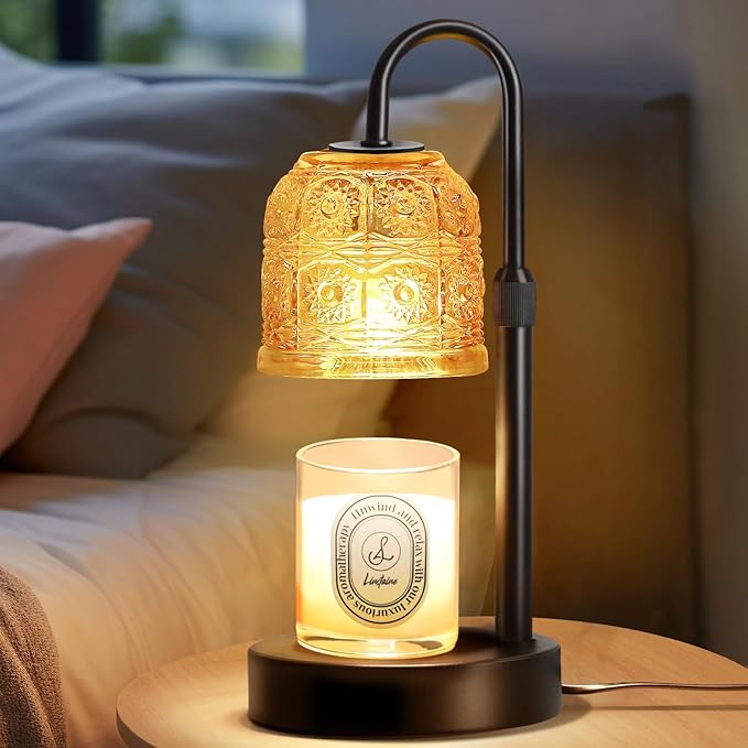 Dimmable Candle Warmer Lamp with Timer Adjustable Height, Mothers Day Birthday Gifts for Mom, Home Decor Housewarming Gifts for Women, Modern Electric Wax Melt Warmer for Scented Jar Candles