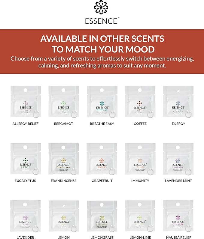 Essence Wearable Aromatherapy Nasal Diffuser – Frankincense Essential Oil Nose Ring Silicone Inhaler for Stress & Mood Support - Made in USA & Travel-Friendly