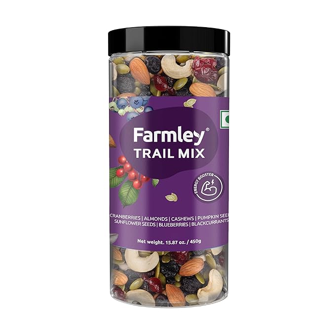 Farmley Trail Mix | Superfood | Mixed Seeds, Nuts and Berries | 7-in-1 Mix | Cranberries, Almonds, Cashews, Pumpkin Seeds, Sunflower Seeds, Blueberries, Blackcurrents | 15.87 Oz