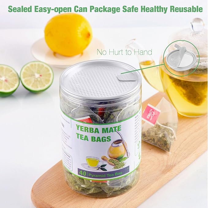 40 Yerba Mate Tea Bag, 3g/bag, Unsmoked Yerba Mate Loose Leaf Tea Packets, Unsweetened, from Argentina - Rich In Antioxidants