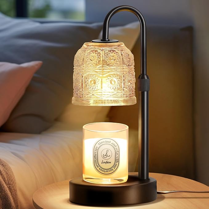 Dimmable Candle Warmer Lamp with Timer Adjustable Height, Mothers Day Birthday Gifts for Mom, Home Decor Housewarming Gifts for Women, Modern Electric Wax Melt Warmer for Scented Jar Candles