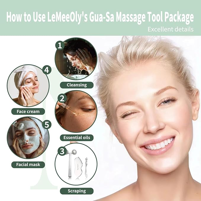 2Pcs Gua Sha Facial Tools Stainless Steel, Detailer GuaSha Set for Face Neck, Natural Skin Care Metal Gua Sha Lymphatic Drainage Face Massage Tool, Gift for Women (Detail Guasha Set)