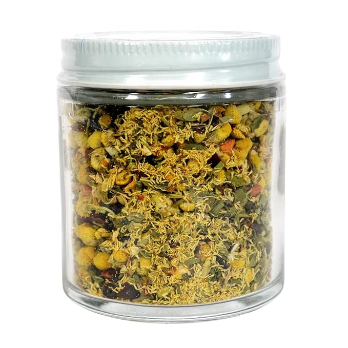 Chamomile Rose Tea, 3/4 oz (21 g) - Herbal Beverage Tea in Glass Jar - Soothing and Relaxing Bed Time Drink by Smoke Camp Crafts