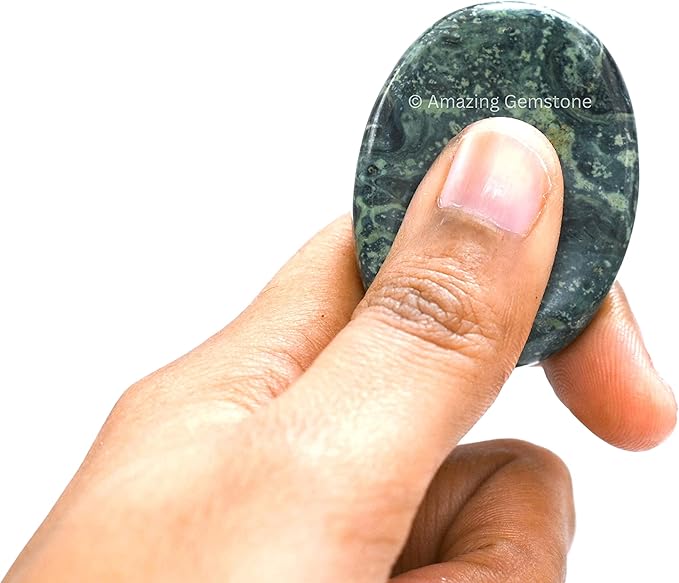 Amazing Gemstone Kambaba Jasper Worry Stone, Healing Crystals - Piedra Crystal Fidget for Gift, Meditation, Calming, Relaxation, Stress Relief