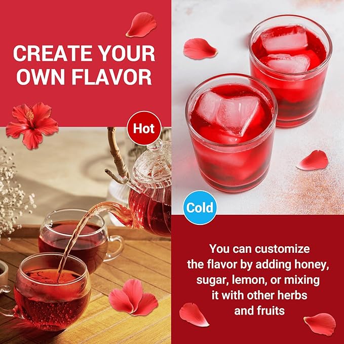 Hibiscus Tea Bags, Hibiscus Flower Herbal Tea - Caffeine & Sugar Free, 120 Teabags