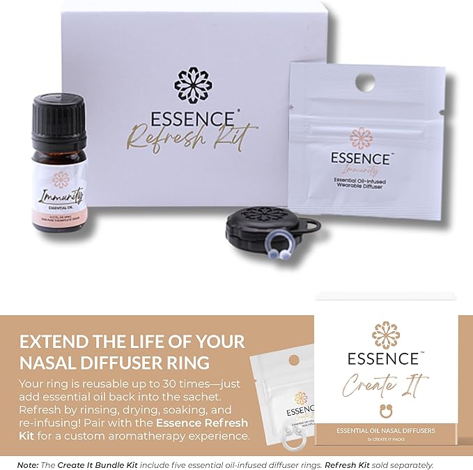 Essence Nasal Diffuser Create-It Bundle – DIY Essential Oil Silicone Nose Ring Kit for Custom Aromatherapy Blends – Wearable DIY Diffuser for Personalized Scents