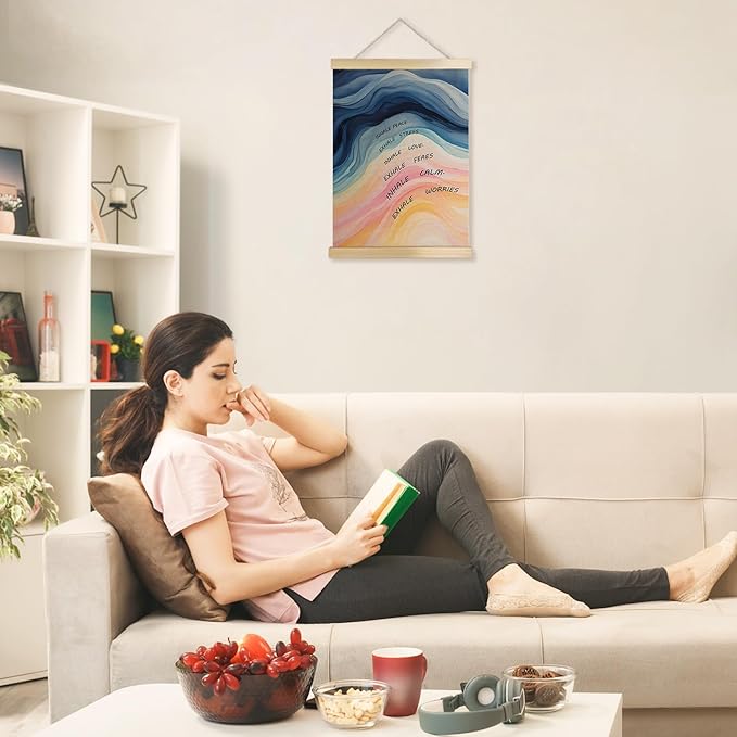 Exqcom Inhale Exhale Mental Health Wall Decor, Mental Health Wall Art Poster, Therapy Office Decor, Inspirational Posters for Classroom School Counselor Counseling Therapy Office, 12x16 Inches