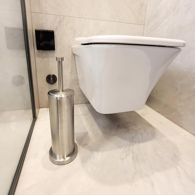 Brushed Nickel Toilet Bowl Brush with Holder, Durable Bathroom Cleaning Tool, Modern Design for Easy Toilet Maintenance, Bathroom Cleaner Brush for Efficient Cleaning and Hygiene