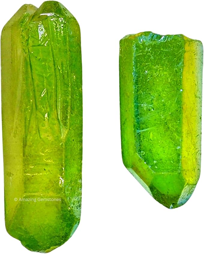 Amazing Gemstone 2 Pieces Apple Aura Quartz Raw Pencil Points Crystals and Healing Stones, Natural Rocks for Meditation and DIY Raw Point Stones and Crystals