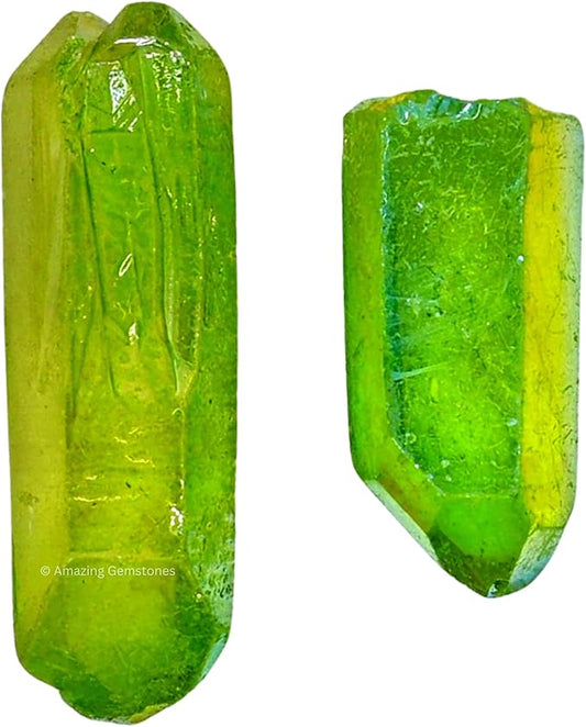 Amazing Gemstone 2 Pieces Apple Aura Quartz Raw Pencil Points Crystals and Healing Stones, Natural Rocks for Meditation and DIY Raw Point Stones and Crystals