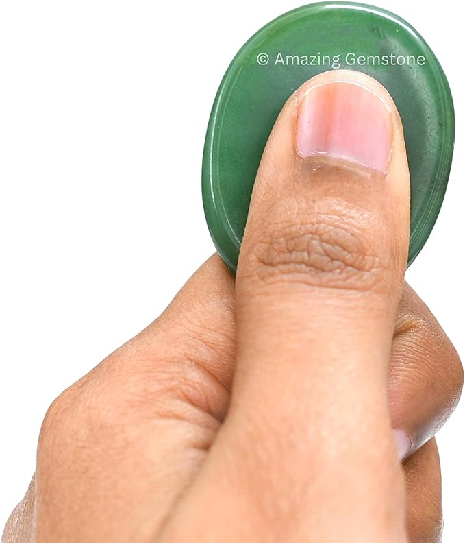 Amazing Gemstone Green Jade Aventurine Worry Stone Crystals and Healing Stones - Worry for Stress Relief Gifts - Piedra Crystal Fidget for Meditation - Unique Stocking Stuffers and Birthday Gifts