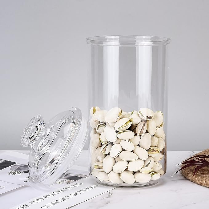 34oz Acrylic Storage Jar, Airtight Lid with Silicone Sealing Ring, Ideal Canister Container for Sugar, Tea, Spices, Herbs, Shells, Bath Salt, Christmas Decorative Apothecary Jars