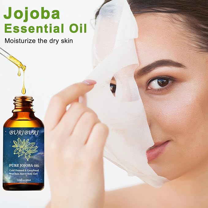 BURIBURI 100% Pure Organic Jojoba Carrier Oil, 100ml/3.38fl.oz
