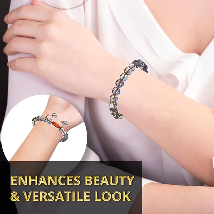 Energy Protection Crystal Handmade Adjustable Bead Bracelet Perfect for Men, Women’s Gift - Gemstone Healing Stretch Bracelet Pulsera Para Hombre Mujer Stocking Stuffer