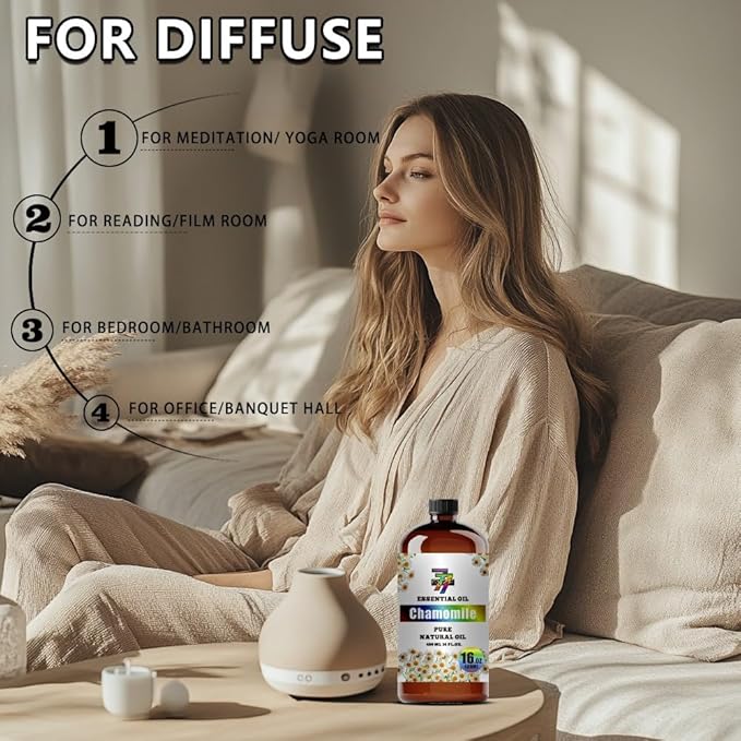 Chamomile Essential Oil (16 oz / 480 ml) – Chamomile Oils for diffusers, humidifiers, Home Baths, Cleaning Products, Yoga, DIY Soaps and DIY Scented Candles