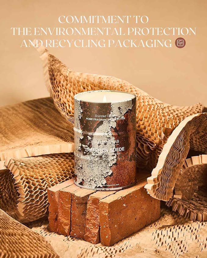 M&SENSE Saffron Suede Scented Candles Natural Non Toxic, Aromatherapy Candle for Stress Relief Meditation Relaxing, Housewarming Gifts for Women Men, 11.3oz 70 Hour Long Burning