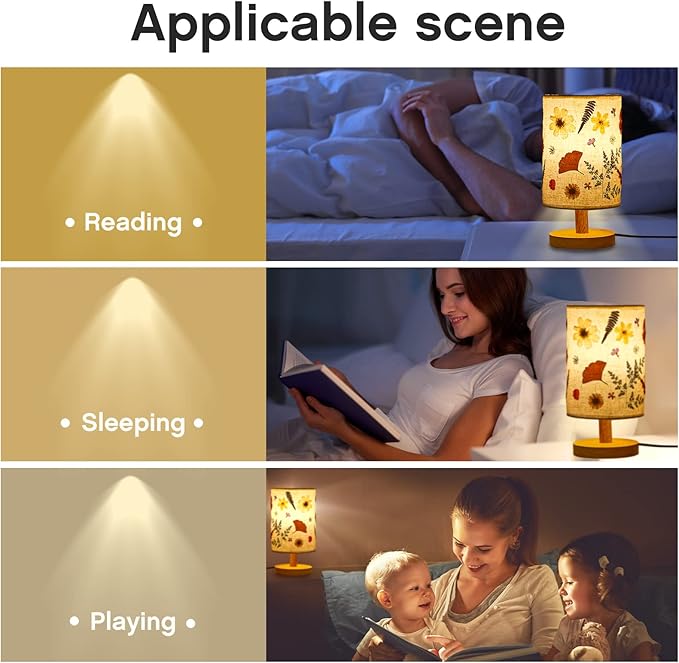 Hortsun Pressed Floral Lamp Bedside Vintage Flower Desk Lamp for Bedroom Living Room, Dorm, Home, Office Decor(1 Pcs,Modern Style)