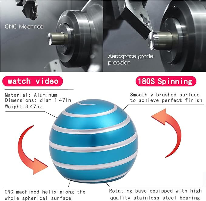 Desk Toys for Fidget Kinetic Cool-Gadgets: 180 Seconds Spinning Toy, Cool-Stuff Thing for Adult Teen Children Kid, Optical-Illusion Stress-Relief Gifts Ball for Man Women Home Office School Christmas
