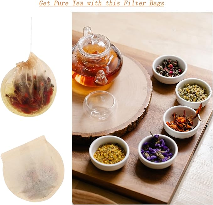 400pcs Loose Leaf Tea Empty Tea Bags - Round Natural Disposable Tea Filter Bags, Unbleached Paper Drawstring Tea & Coffee Brewing & Soup Bags