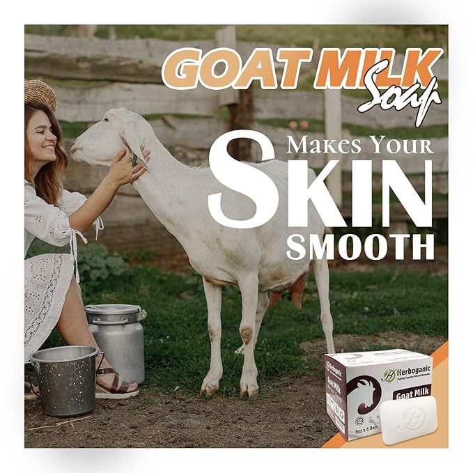 HERBOGANIC Goat Milk Herbal Soap | Pack of 6 of 5oz soap Bar | Ideal for Men and Women, Soothing and Nourishing Soap for Moisturization
