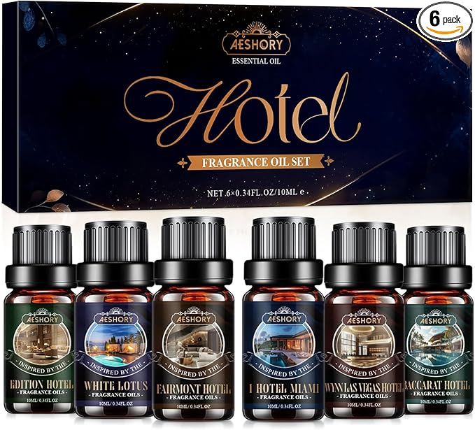 Hotel Diffuser Oils Gift Set,6x10M Luxury Essential Oil for Diffuser, Fragrance Oil Blend Hotel Scent for Soap & Candle Making