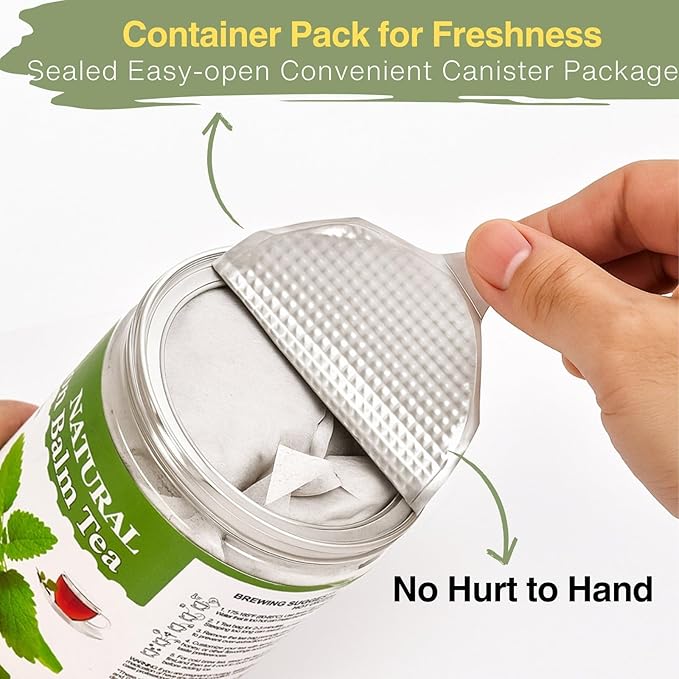 Lemon Balm Tea Bags – 50 Count | Dried Lemon Balm Leaves for Relaxation & Sleep | Calming Herbal Tea | Caffeine-Free