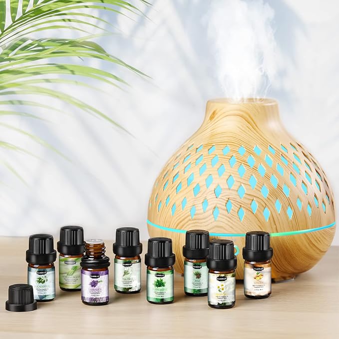Essential Oils Set, Aromatherapy Essential Oil Kit for Diffuser, Massage, Skin Care (26 x 5ml) - Eucalyptus, Lavender, Tea Tree, Peppermint, Lemongrass, Frankincense, Cinnamon, Sandalwood
