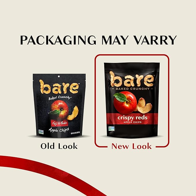 Bare Baked Crunchy, Apples Fuji & Reds, 3.4 Ounce (Pack of 6)