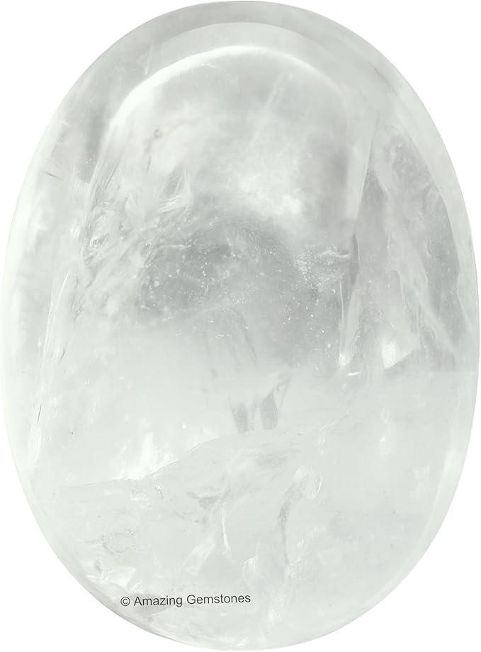 Amazing Gemstone Clear Quartz Crystals and Healing Stones - Large Palm Stone Crystals Piedra - Crystal for Good Luck, Balanced Positive Energy, Meditation - Unique Stocking Stuffers & Birthday Gifts