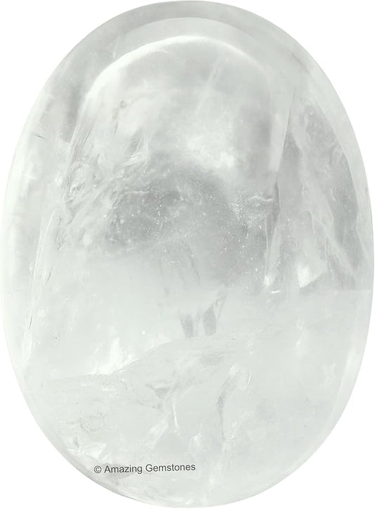 Amazing Gemstone Clear Quartz Crystals and Healing Stones - Large Palm Stone Crystals Piedra - Crystal for Good Luck, Balanced Positive Energy, Meditation - Unique Stocking Stuffers & Birthday Gifts