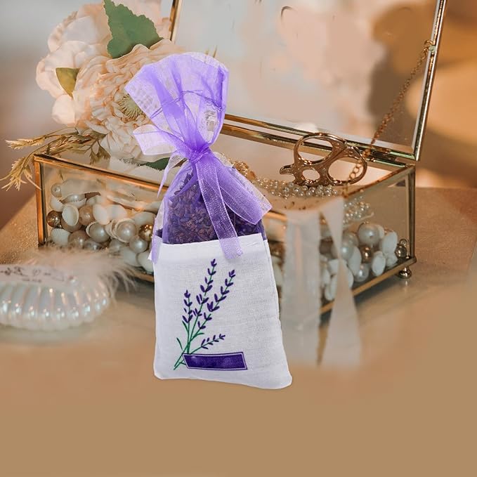 DOITOOL Lavender Sachet Bags 25 Pack Lavender Sachet Bags Empty Pouches for Buds Rose Organza Gauze (Light Purple)