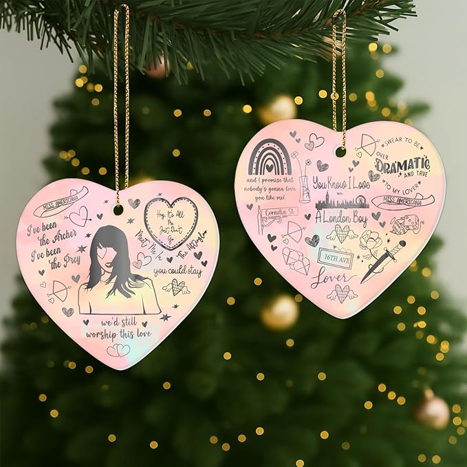 34HD Ceramic Heart Ornament 2025 – Lover Song Lyric Aesthetic Decoration, Girlfriend Christmas Tree Decoration